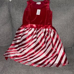 Candy cane striped dress with velvet top NWT